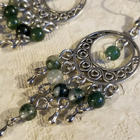 Montana Moss Agate Gemstone Chandelier Earrings - Picture 4 of 7